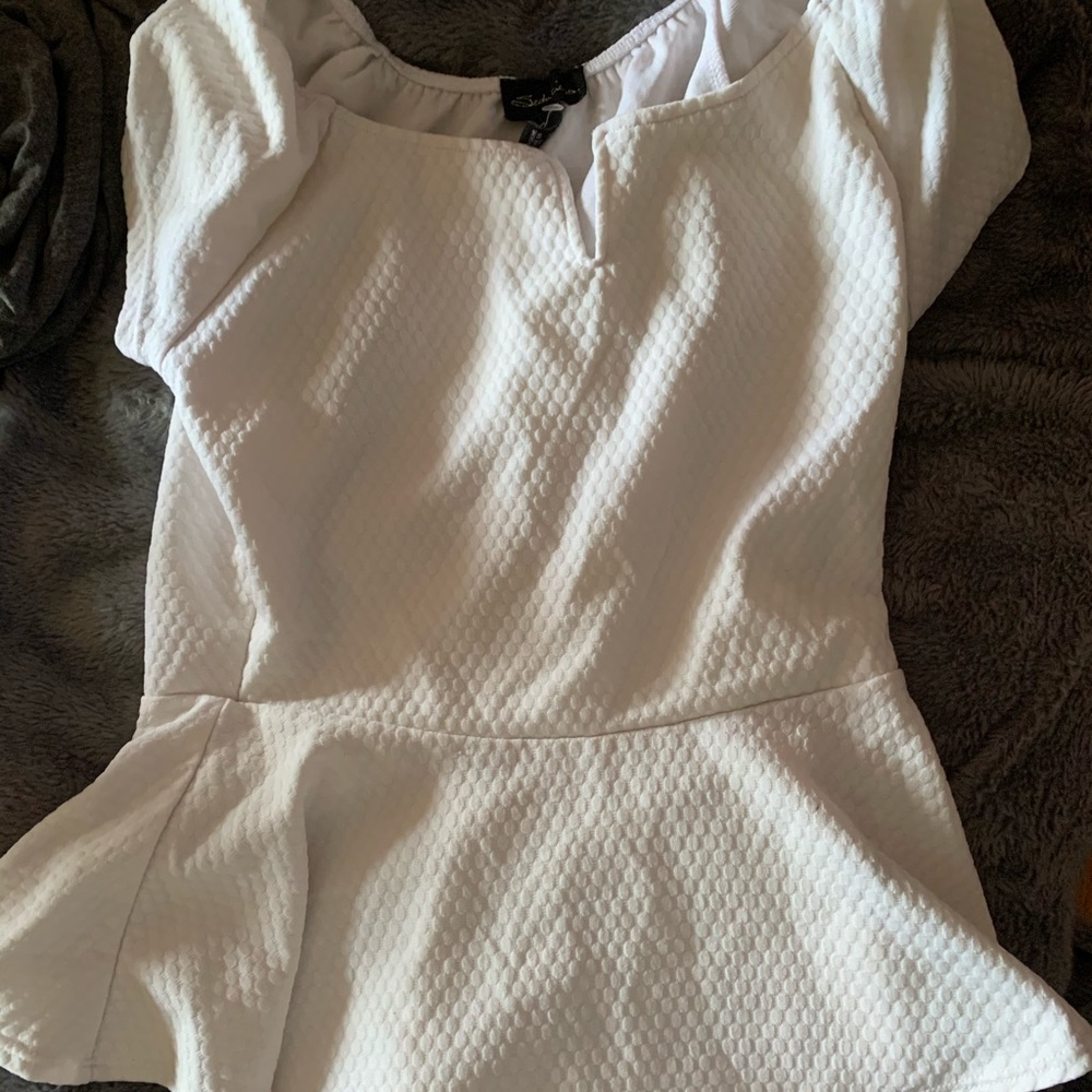 White Peplum Top